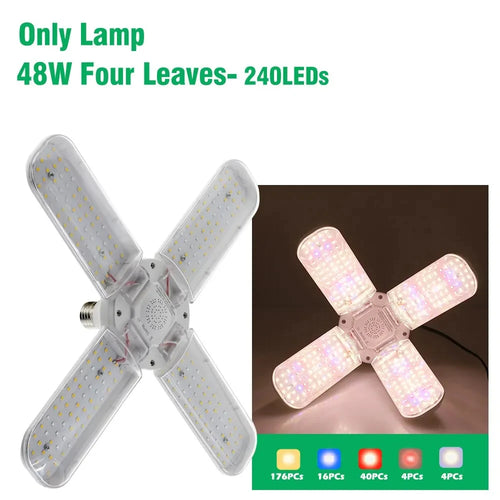 2/3/4 Fan leaf Foldable LED Grow Light Full Spectrum E27 Plant Growing