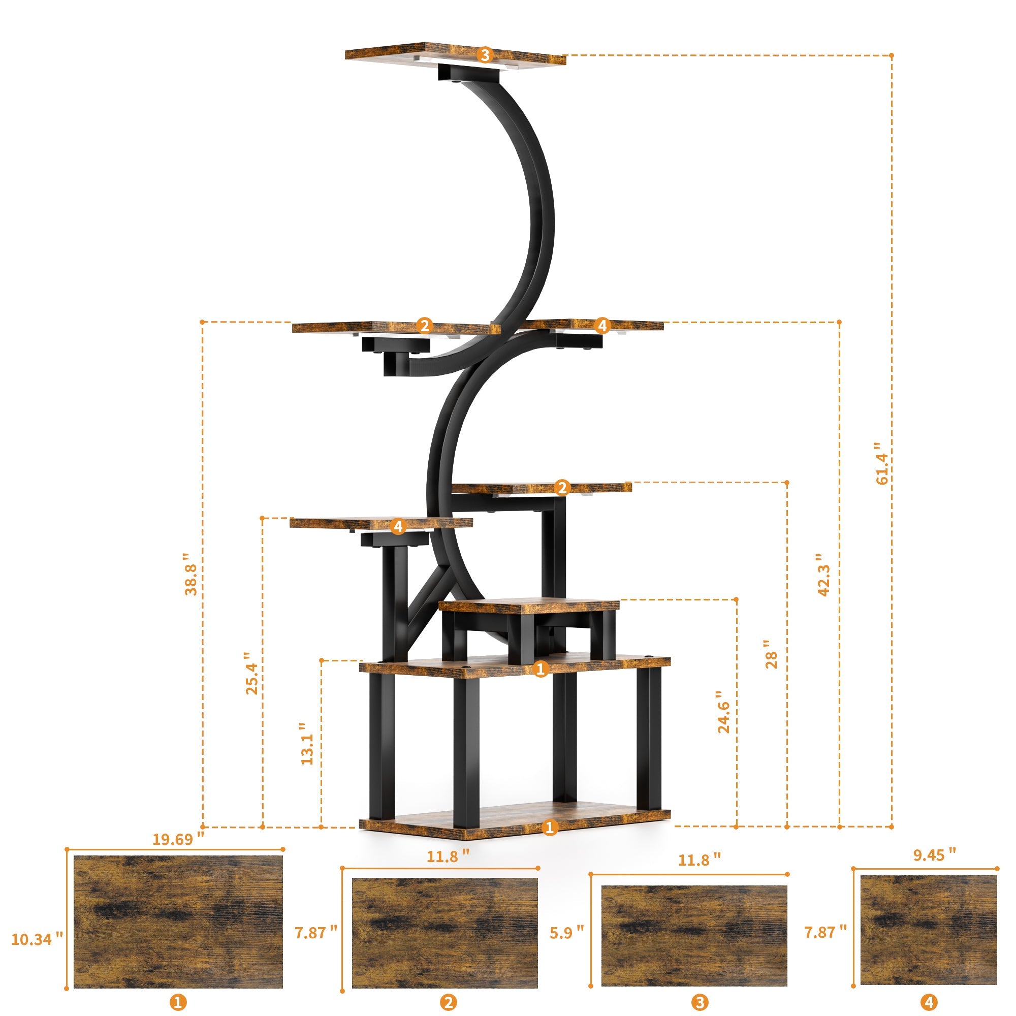 8-Tiered Indoor Plant Stand with 5 Grow Lights, 10-Level Stepless