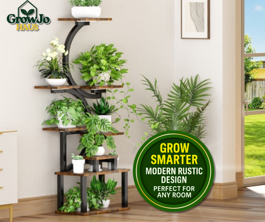 8-Tiered Indoor Plant Stand with 5 Grow Lights, 10-Level Stepless