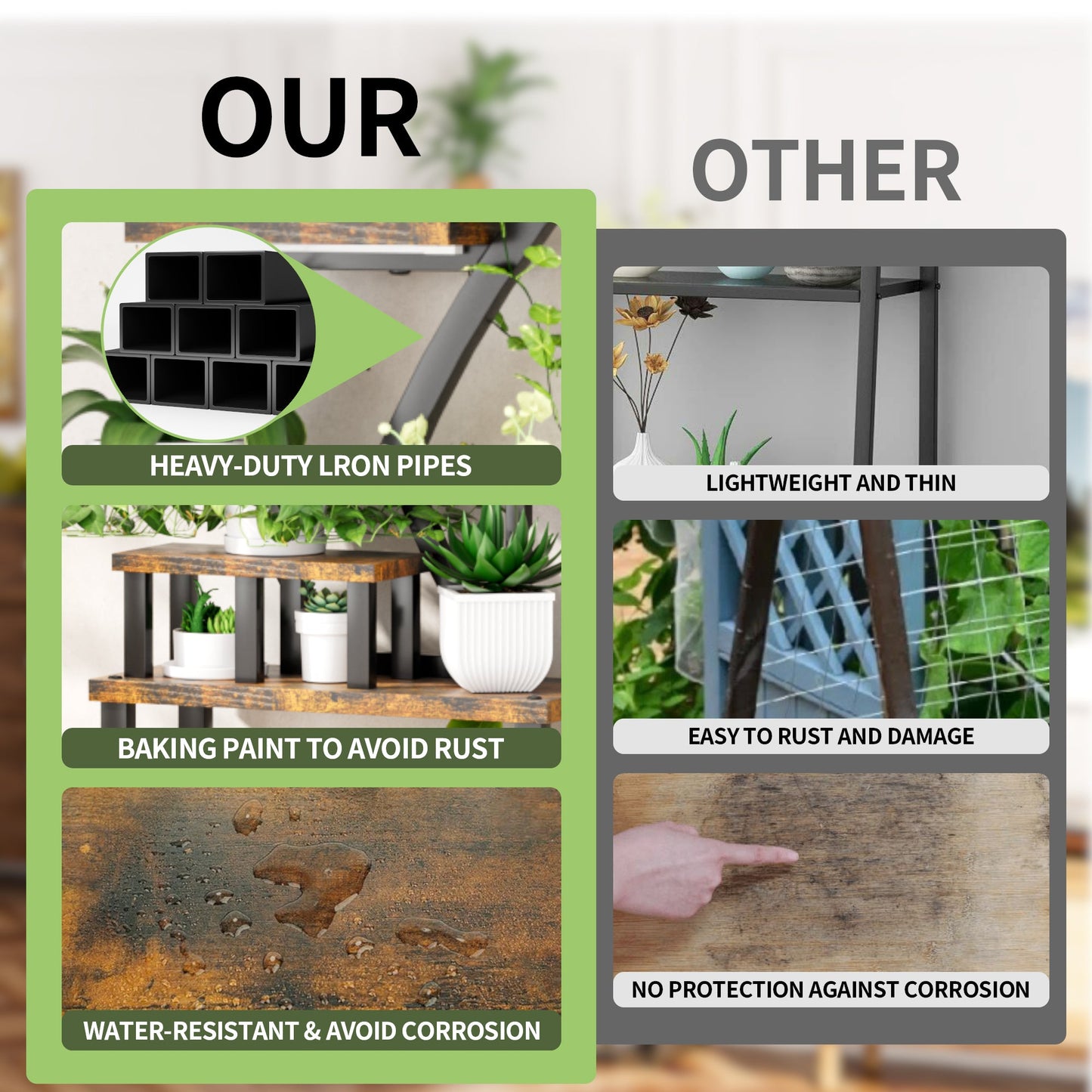 8-Tiered Indoor Plant Stand with 5 Grow Lights, 10-Level Stepless