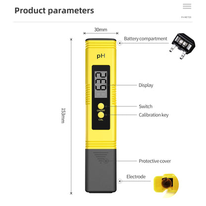 TDS Meter 0-9990ppm Digital PH Meter 0.01 PH High Precision Pen Water