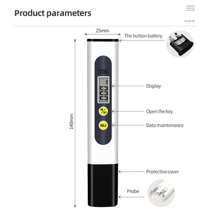TDS Meter 0-9990ppm Digital PH Meter 0.01 PH High Precision Pen Water