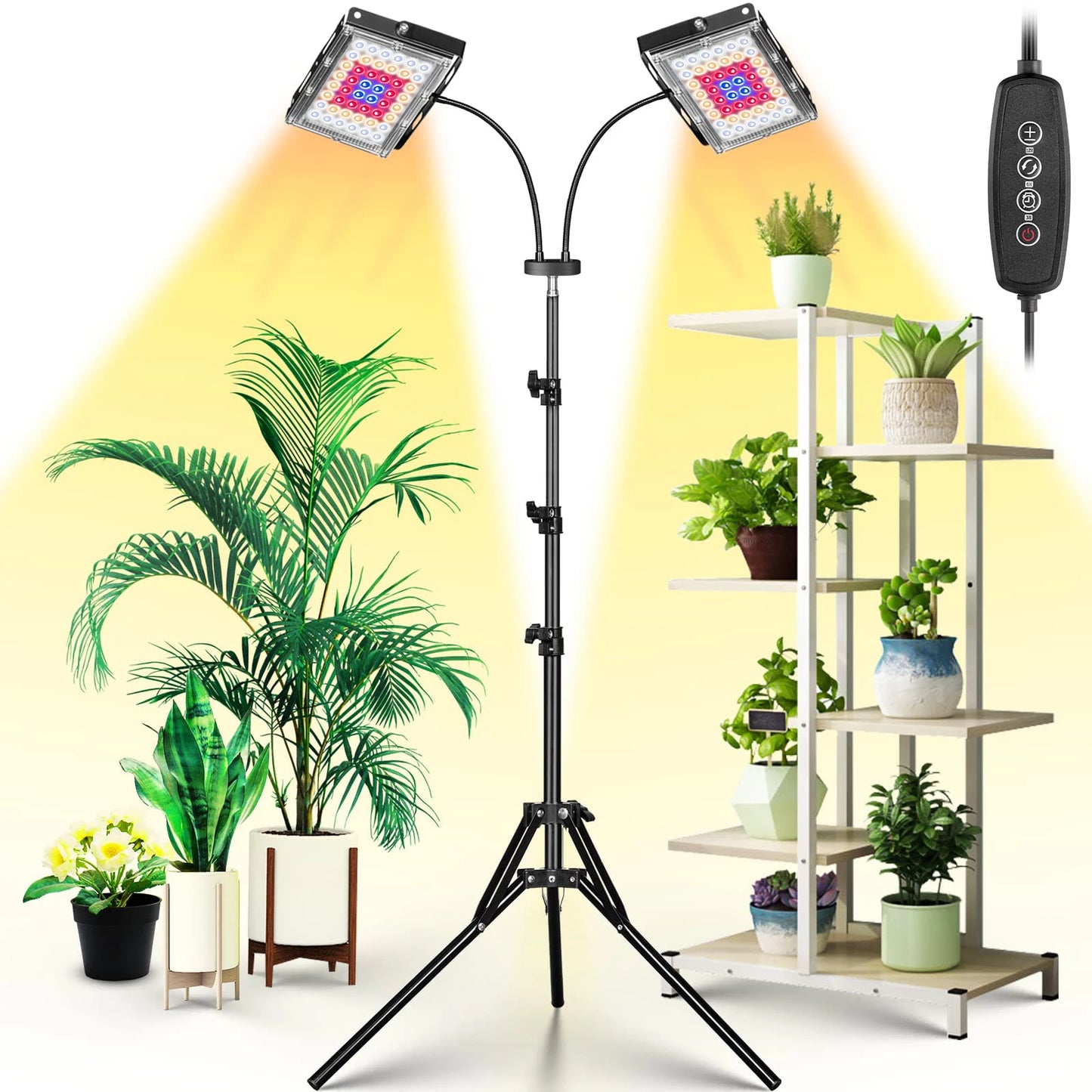 LED Grow Light Full Spectrum Floor Plant Lights Dimmable On/Off Switch Timer Adjustable Tripod Stand Grow Lamp for Indoor Plants