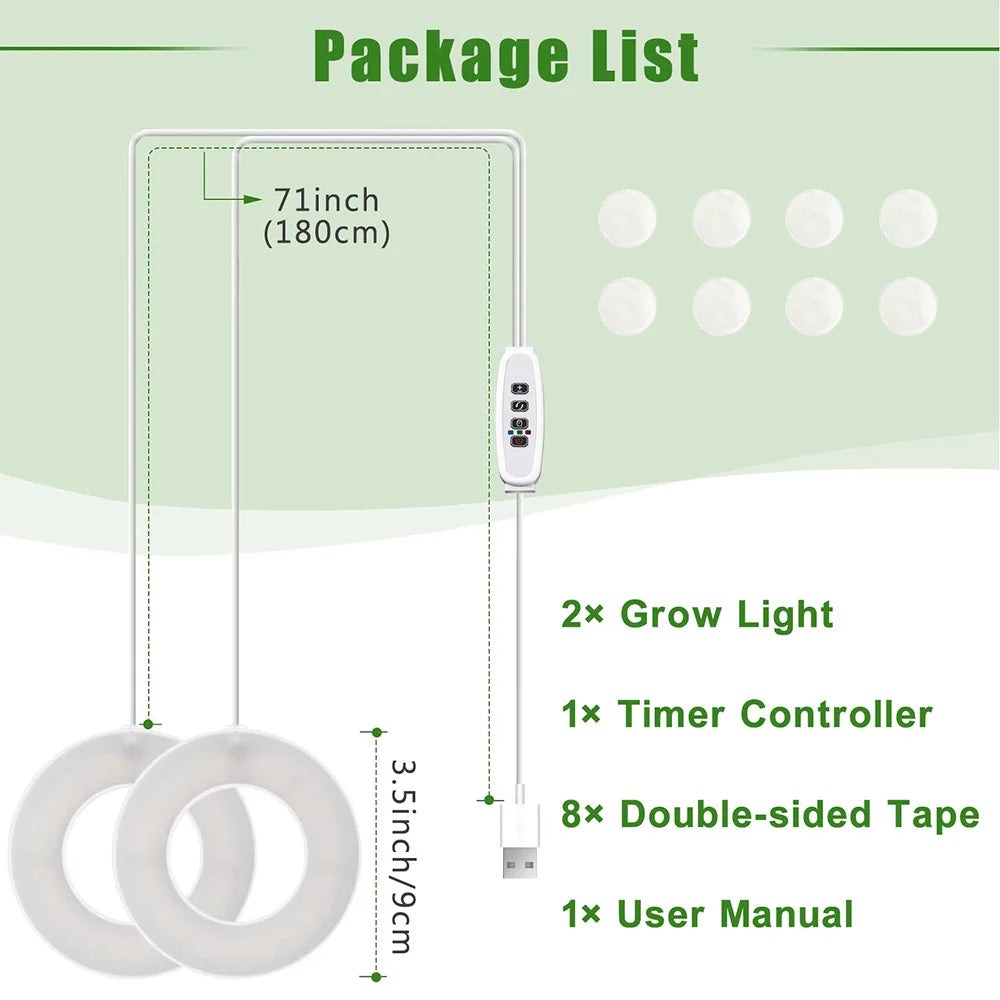 GrowJo HAUS Full Spectrum LED Grow Light | 10 Dimmable Levels, Auto Timer, Under-Cabinet Halo Lamp for Indoor Plants