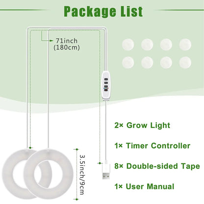 GrowJo HAUS Full Spectrum LED Grow Light | 10 Dimmable Levels, Auto Timer, Under-Cabinet Halo Lamp for Indoor Plants