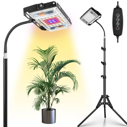 LED Grow Light Full Spectrum Floor Plant Lights Dimmable On/Off Switch Timer Adjustable Tripod Stand Grow Lamp for Indoor Plants