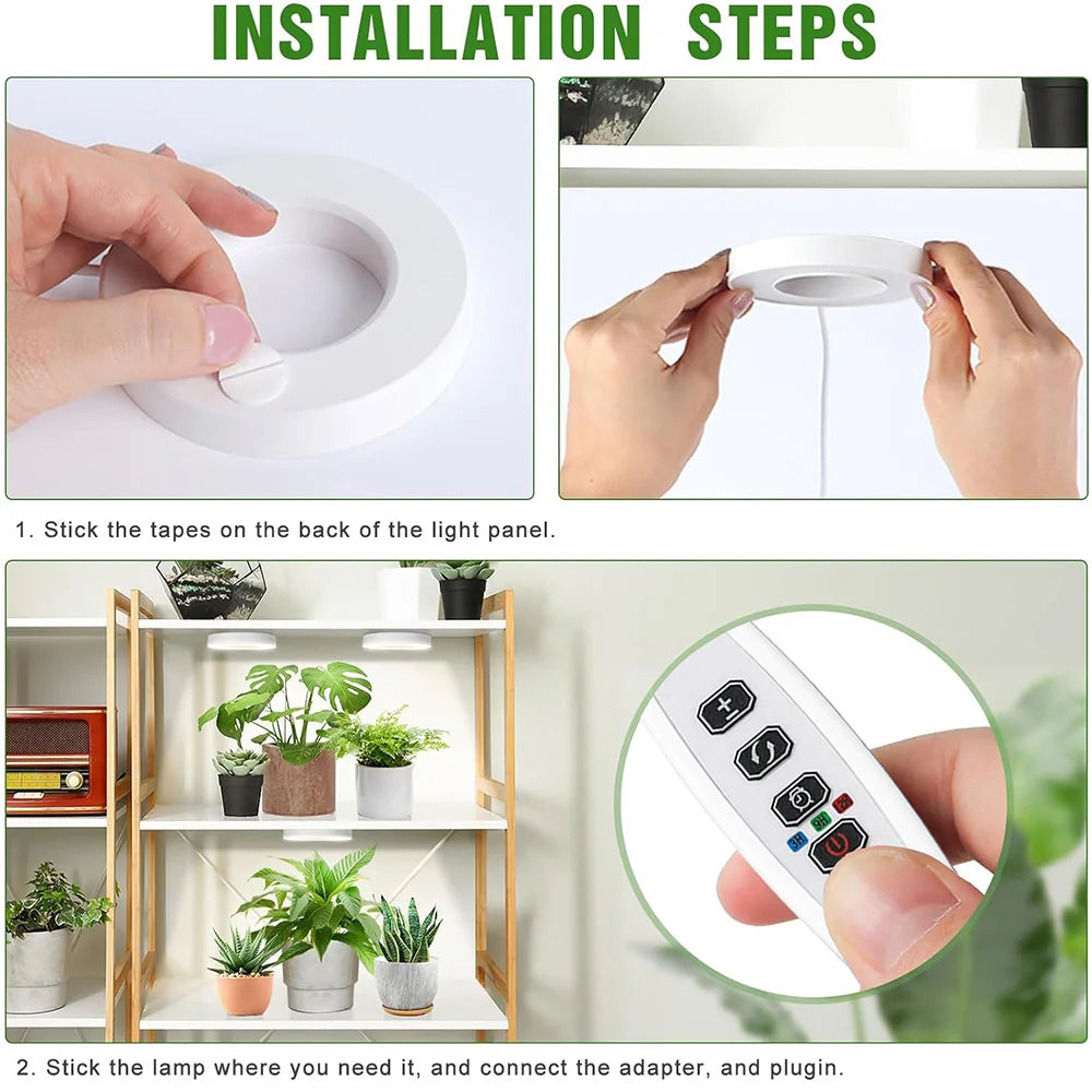 GrowJo HAUS Full Spectrum LED Grow Light | 10 Dimmable Levels, Auto Timer, Under-Cabinet Halo Lamp for Indoor Plants