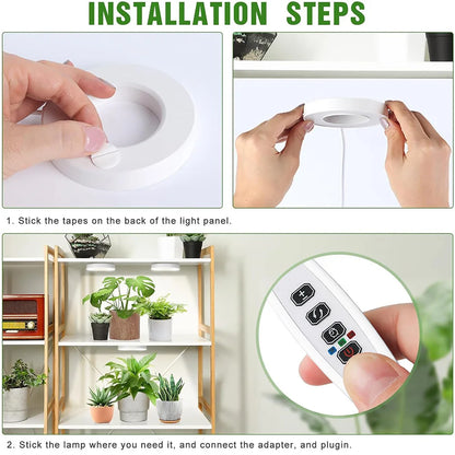 GrowJo HAUS Full Spectrum LED Grow Light | 10 Dimmable Levels, Auto Timer, Under-Cabinet Halo Lamp for Indoor Plants