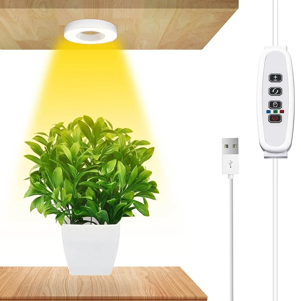 GrowJo HAUS Full Spectrum LED Grow Light | 10 Dimmable Levels, Auto Timer, Under-Cabinet Halo Lamp for Indoor Plants
