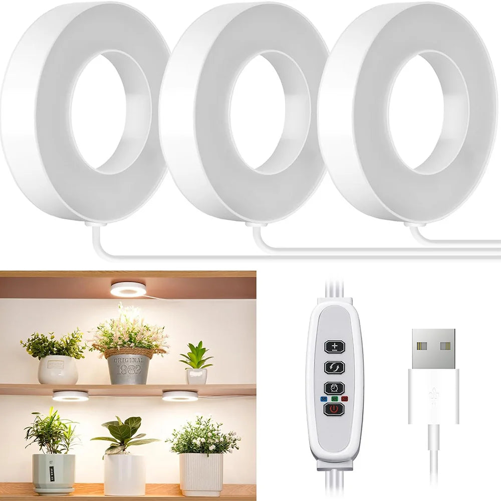 GrowJo HAUS Full Spectrum LED Grow Light | 10 Dimmable Levels, Auto Timer, Under-Cabinet Halo Lamp for Indoor Plants