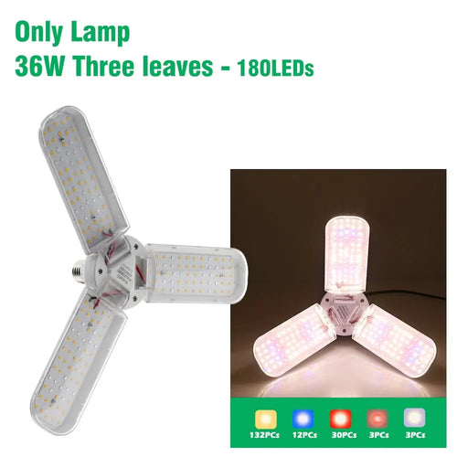 2/3/4 Fan leaf Foldable LED Grow Light Full Spectrum E27 Plant Growing