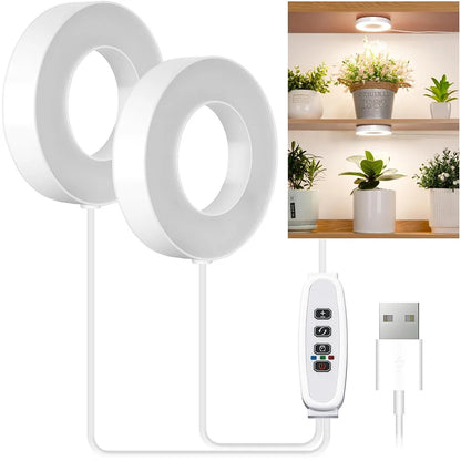 GrowJo HAUS Full Spectrum LED Grow Light | 10 Dimmable Levels, Auto Timer, Under-Cabinet Halo Lamp for Indoor Plants