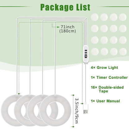 GrowJo HAUS Full Spectrum LED Grow Light | 10 Dimmable Levels, Auto Timer, Under-Cabinet Halo Lamp for Indoor Plants
