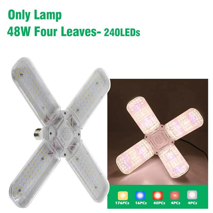2/3/4 Fan leaf Foldable LED Grow Light Full Spectrum E27 Plant Growing