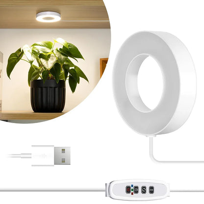 GrowJo HAUS Full Spectrum LED Grow Light | 10 Dimmable Levels, Auto Timer, Under-Cabinet Halo Lamp for Indoor Plants