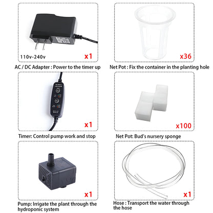 36/Sites Hydroponics Growing System Kits PVC-Pipe Hydroponic Garden