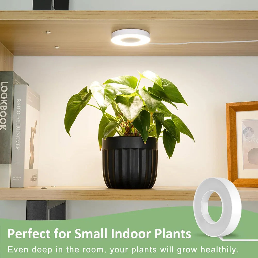 GrowJo HAUS Full Spectrum LED Grow Light | 10 Dimmable Levels, Auto Timer, Under-Cabinet Halo Lamp for Indoor Plants