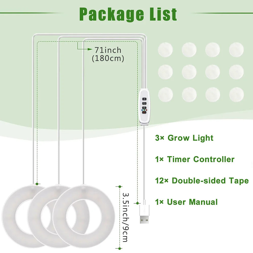 GrowJo HAUS Full Spectrum LED Grow Light | 10 Dimmable Levels, Auto Timer, Under-Cabinet Halo Lamp for Indoor Plants