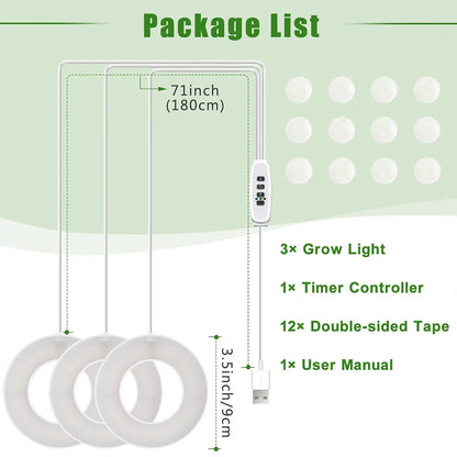 GrowJo HAUS Full Spectrum LED Grow Light | 10 Dimmable Levels, Auto Timer, Under-Cabinet Halo Lamp for Indoor Plants