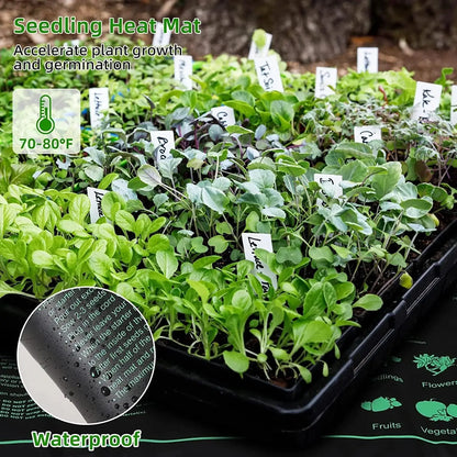 Seed Starter Tray with Grow Light Seed Starter Kit with Heat Mat Seedling Starter Trays with Timing Thicken Trays Humidity Domes