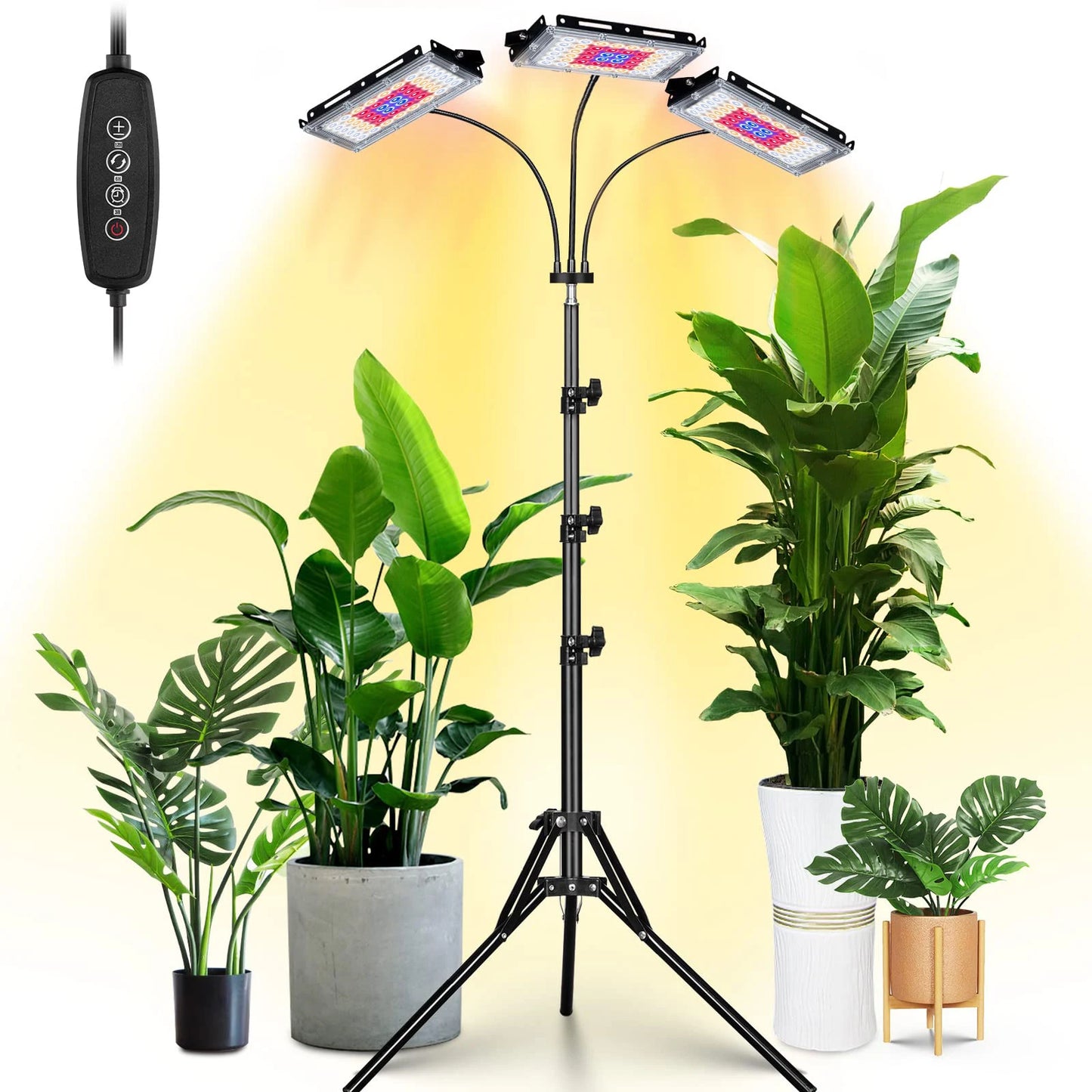 LED Grow Light Full Spectrum Floor Plant Lights Dimmable On/Off Switch Timer Adjustable Tripod Stand Grow Lamp for Indoor Plants