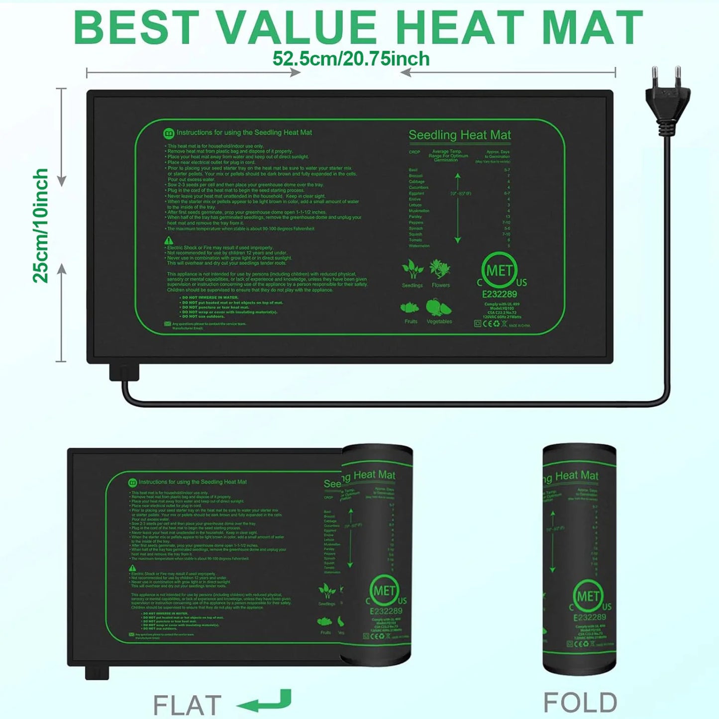 Seed Starter Tray with Grow Light Seed Starter Kit with Heat Mat Seedling Starter Trays with Timing Thicken Trays Humidity Domes
