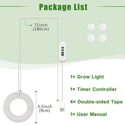 GrowJo HAUS Full Spectrum LED Grow Light | 10 Dimmable Levels, Auto Timer, Under-Cabinet Halo Lamp for Indoor Plants