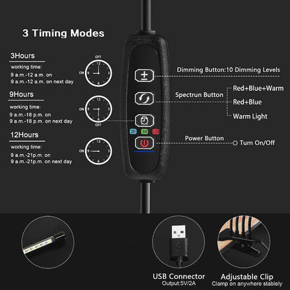 3 Colors LED USB Grow Light Phytolamp for Plants with Control Full