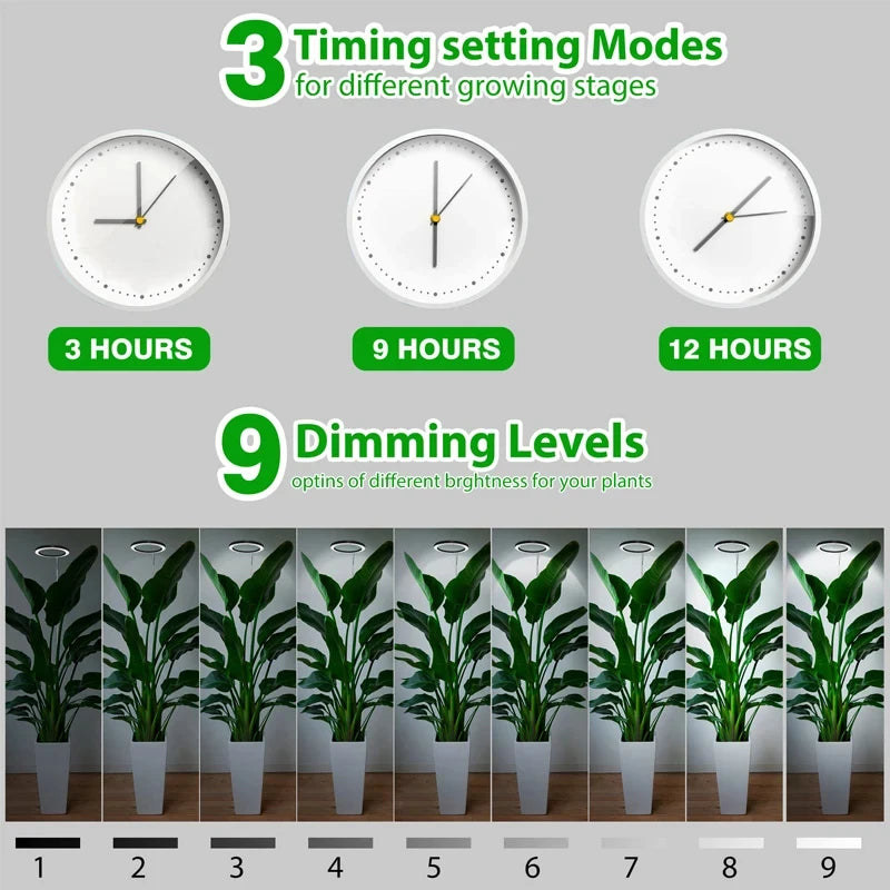 165cm Height Adjustable LED Ring Grow Lights Indoor Plants Full