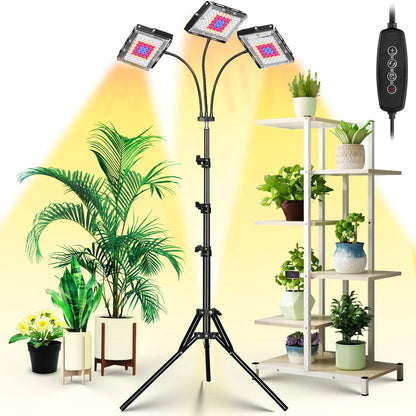 LED Grow Light Full Spectrum Floor Plant Lights Dimmable On/Off Switch Timer Adjustable Tripod Stand Grow Lamp for Indoor Plants