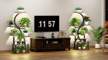 8-Tiered Indoor Plant Stand with 5 Grow Lights, 10-Level Stepless